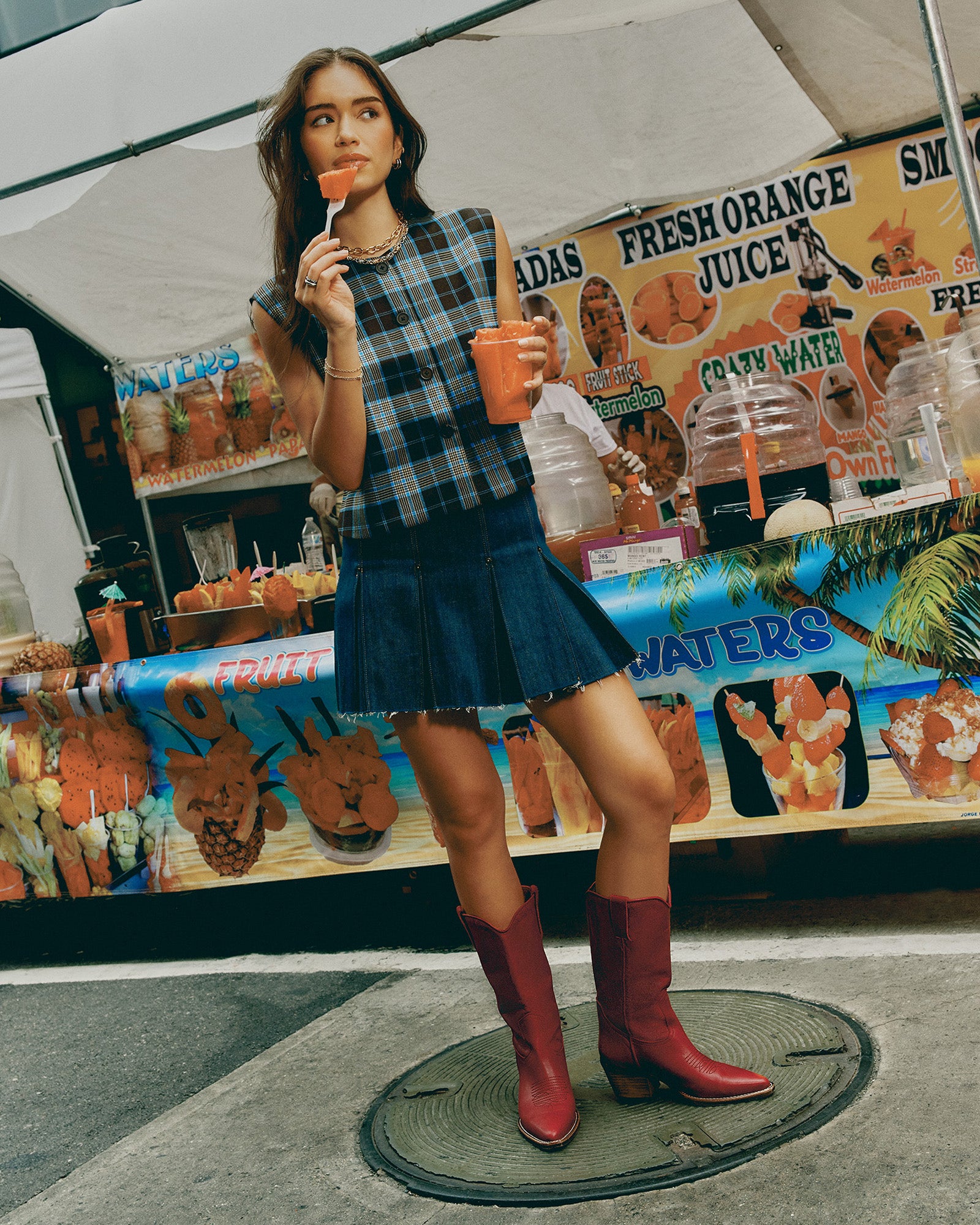ALESSA TOP BROWN PLAID - Image 8