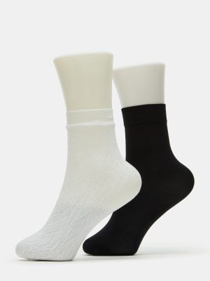2 PACK LACE ANKLET SOCKS WHITE