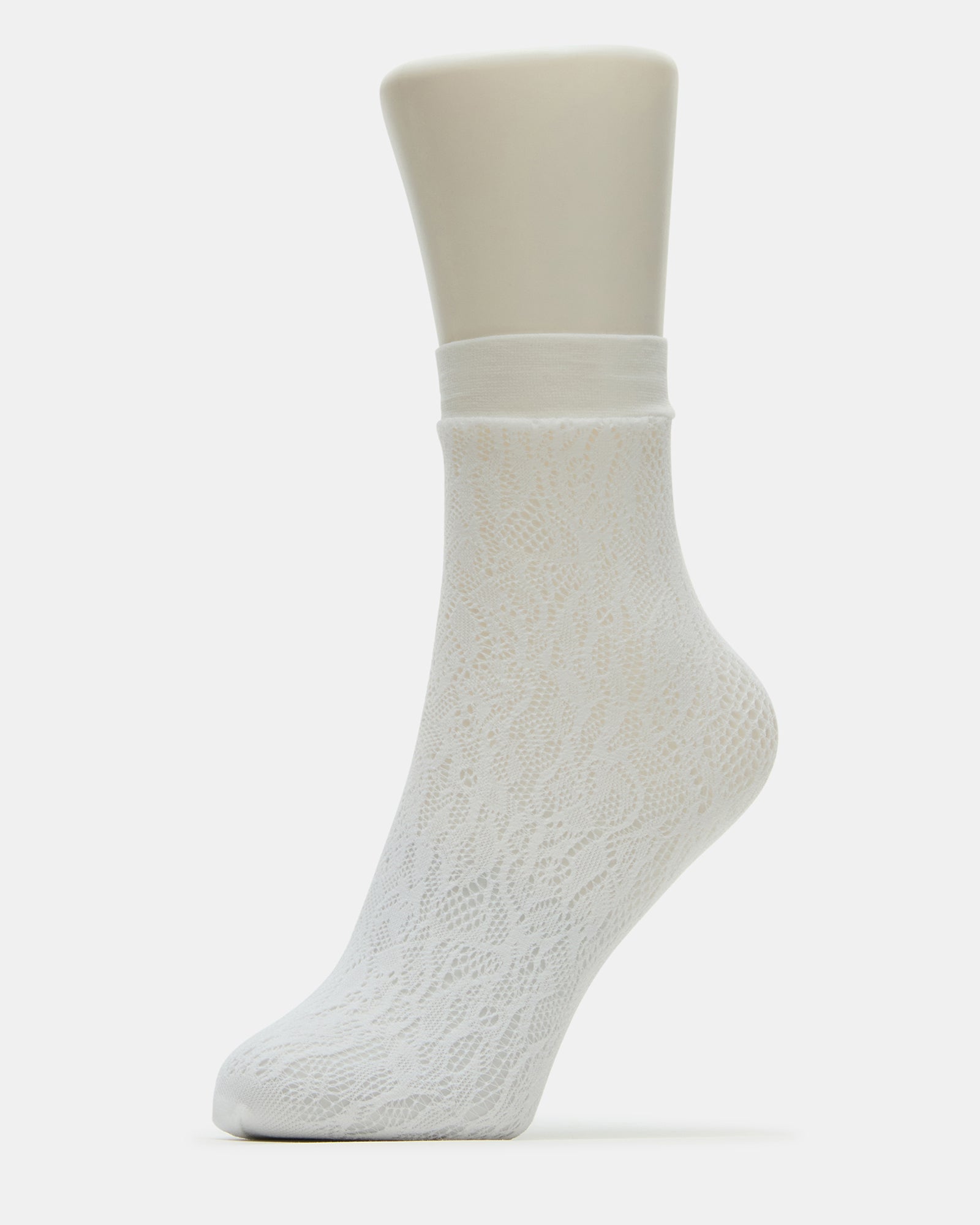 2 PACK LACE ANKLET SOCKS WHITE - Image 2