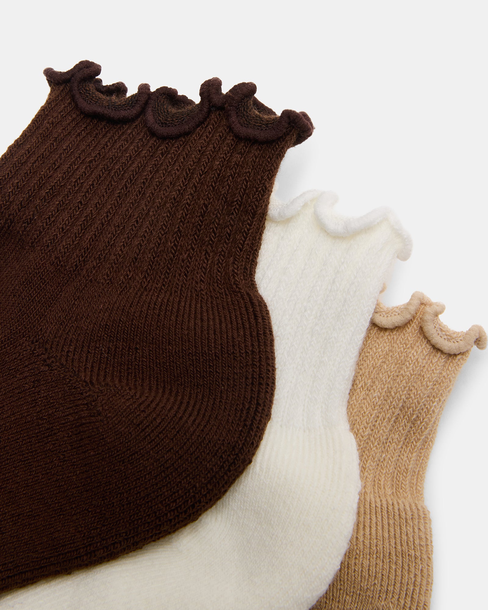 CHEER 3 PACK LETTUCE EDGE SOCKS BROWN - Image 2