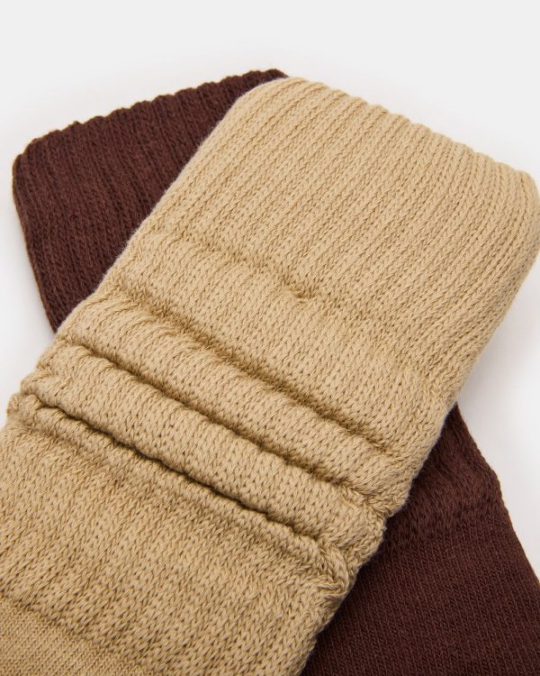 2 PACK RIB SLOUCH SOCKS TAN MULTI - Image 2
