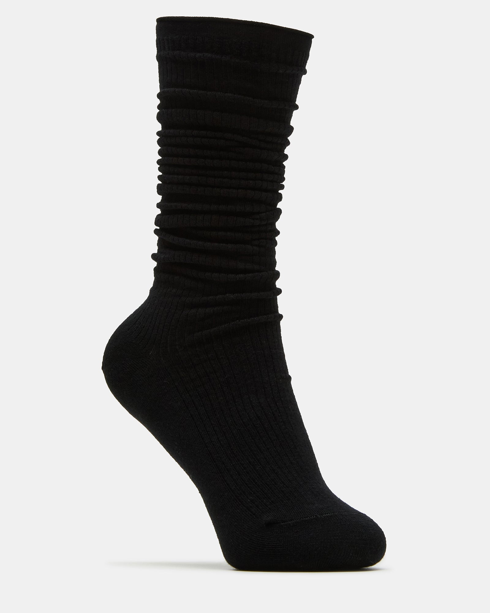 2 PACK SLOUCHY CREW SOCKS BLACK WHITE - Image 2
