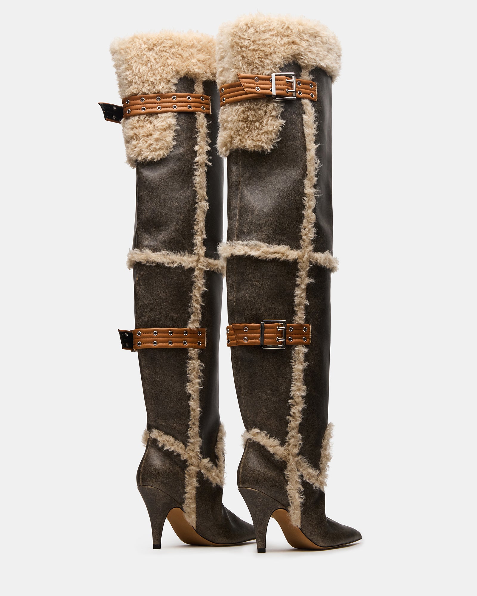 BADDIE FAUX FUR BROWN DISTRESSED - Image 5