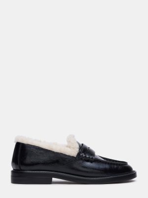MADISON FAUX FUR BLACK LEATHER
